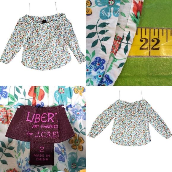 J Crew x Liberty London Shirt Womens Size 2 Small Floral LS Off The Shoulder - Picture 1 of 11
